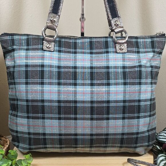 Coach Poppy Tartan Glamour Tote with Matching Wallet - Picture 6 of 16
